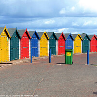 Buy canvas prints of Bright colorful chalets at Dawlish Warren in Devon. by john hill