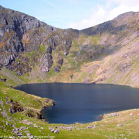 Buy canvas prints of Llyn Cau Lake on Cadair Idris mountain in Wales. by john hill