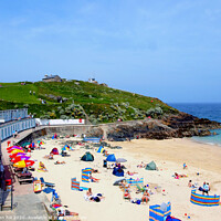 Buy canvas prints of Portgwidden beach at St. Ives in Cornwall. by john hill