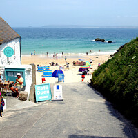 Buy canvas prints of The entrance to Porthgwidden neach at St. Ives in Cornwall. by john hill