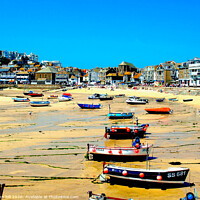 Buy canvas prints of Harbour during low tide at St. Ives in Cornwall. by john hill