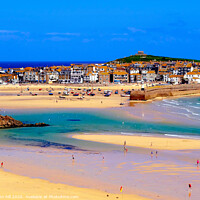 Buy canvas prints of St. Ives harbour at low tide in Cornwall. by john hill