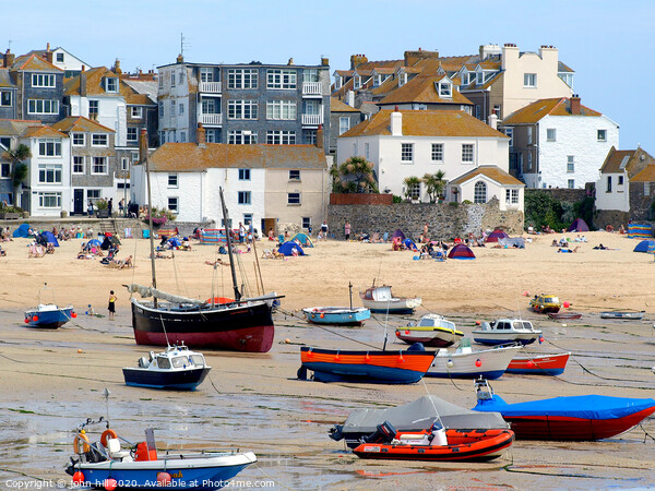 Harbour and beach at low tide in St. Ives at Cornwall. Picture Board by john hill