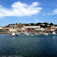 Buy canvas prints of The Inner harbour and town at Torquay in Devon. by john hill
