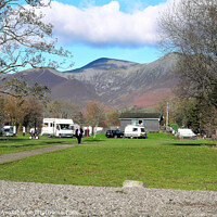 Buy canvas prints of Camping under Skiddaw mountain atKeswick in Cumbria, UK. by john hill