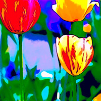 Buy canvas prints of Digital Painting of Tulips by john hill