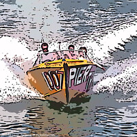 Buy canvas prints of Digital Speedboat (illustration) by john hill