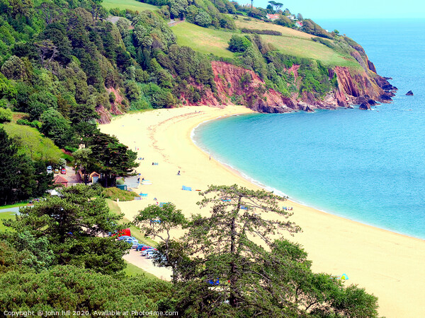 Blackpool Sands in Devon taken from the cliff coast path. Picture Board by john hill