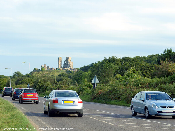 Corfe Castle as seen from the road. Picture Board by john hill