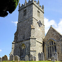 Buy canvas prints of Church belltower at Godshill on Isle of Wight, UK. by john hill