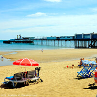 Buy canvas prints of Pier and sands at Sandown on Ise of Wight, UK. by john hill