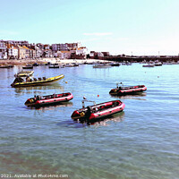 Buy canvas prints of St. Ives harbor in Cornwall, UK. by john hill
