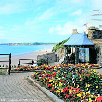Buy canvas prints of Esplanade gardens at Tenby in South Wales, UK. by john hill