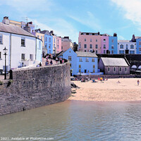 Buy canvas prints of Harbour beach, at Tenby in South Wales, UK. by john hill