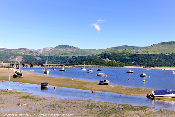 Barmouth harbour and Bridge in Wales.  Picture Board by john hill
