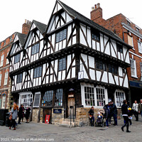 Buy canvas prints of  Medieval black and white Information centre at Lincoln. by john hill