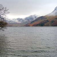 Buy canvas prints of Buttermere Lake and haystack in the lake district by john hill
