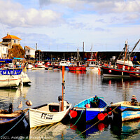 Buy canvas prints of Cornish harbor of Mevagissey by john hill