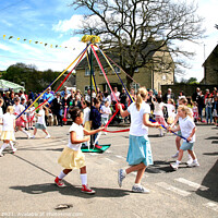 Buy canvas prints of Maypole dancers in Derbyshire. by john hill