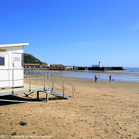 Buy canvas prints of Lifeguard station at South beach in Scarborough. by john hill