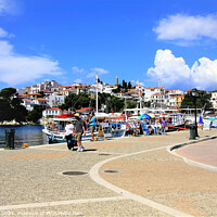 Buy canvas prints of Old Port at Skiathos town in Skiathos by john hill