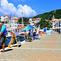 Buy canvas prints of Old Port at Skiathos town in Greece by john hill