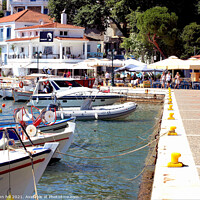 Buy canvas prints of Old Port in Skiathos town in Greece. by john hill