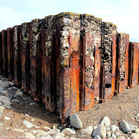Buy canvas prints of  Iron Sea Defences in Wales. by john hill