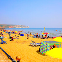 Buy canvas prints of Sandown central beach in July before Covid. by john hill