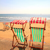 Buy canvas prints of Isle of Wight Deckchairs. by john hill