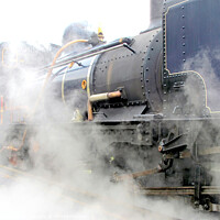 Buy canvas prints of Steam engine Blowing off steam. by john hill