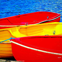 Buy canvas prints of colourful Rowboats. by john hill