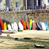 Buy canvas prints of  Resting boats at Mousehole in Cornwall. by john hill