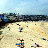 Buy canvas prints of Porthmeor beach at St. Ives in Cornwall. by john hill