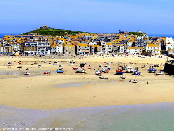 St. Ives at low tide in Cornwall. Picture Board by john hill