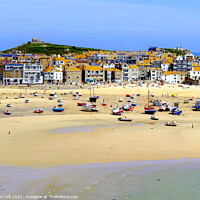 Buy canvas prints of St. Ives at low tide in Cornwall. by john hill