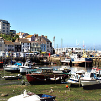 Buy canvas prints of Brixham harbor at low tide, Devon, UK. by john hill