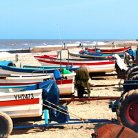 Buy canvas prints of Cromer fishing boats ready to launch. by john hill