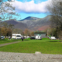 Buy canvas prints of Camping under Skiddaw mountain at Keswick in Cumbria, UK. by john hill