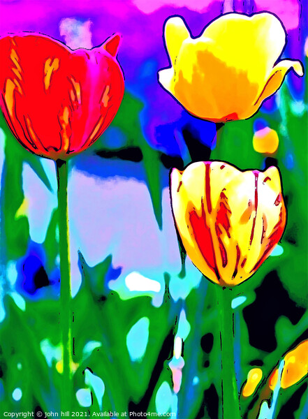 Abstract painting of Tulips Picture Board by john hill