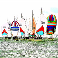 Buy canvas prints of Raceing Spinnakers (watercolor effect ) by john hill