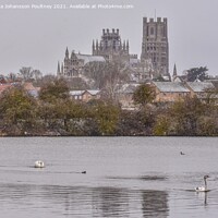 Buy canvas prints of Winter Scenery with Ely Cathedral in Ely, Cambridgeshire  by Veronica in the Fens