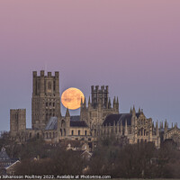 Buy canvas prints of Ely Cathedral & the Wolf Moon by Veronica in the Fens