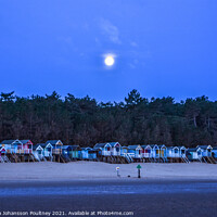 Buy canvas prints of Beach Huts in the Moon light, Wells-Next-The-Sea by Veronica in the Fens