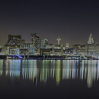 Buy canvas prints of Liverpool City Waterfront Skyline Panorama by Martin Noakes