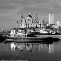 Buy canvas prints of Pier Head from across Canning Dock 2003 Monochrome by Bernard Rose Photography