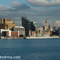Buy canvas prints of Liverpool Waterfront with HMS Liverpool from 2012 by Bernard Rose Photography