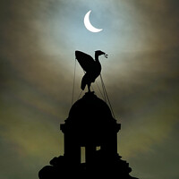Buy canvas prints of Partial Eclipse over Liverbird No.1 2015 by Bernard Rose Photography
