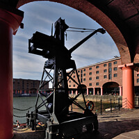 Buy canvas prints of Liverpool Albert Dock Crane  by Bernard Rose Photography