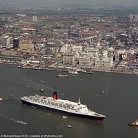 Buy canvas prints of Cunard QE2 in Liverpool 1990 by Bernard Rose Photography